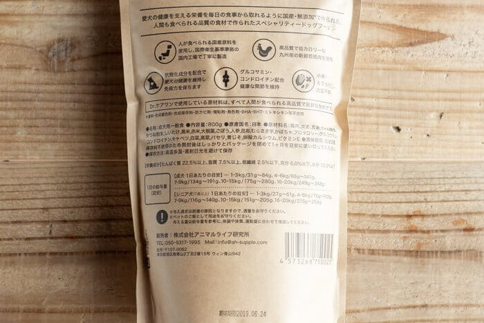 Dr.(ドクター)ケアワンドッグフードの原材料や保証成分