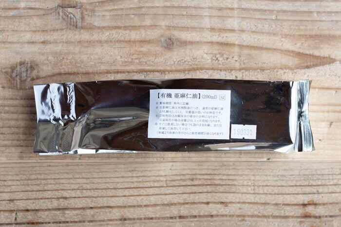 みらいのドッグフード腫瘍サポートの亜麻仁油パッケージ