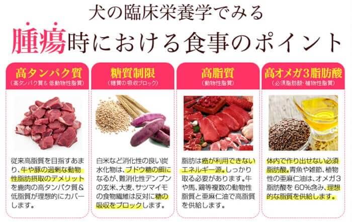 みらいのドッグフード腫瘍サポートのがん対応ご飯のポイント